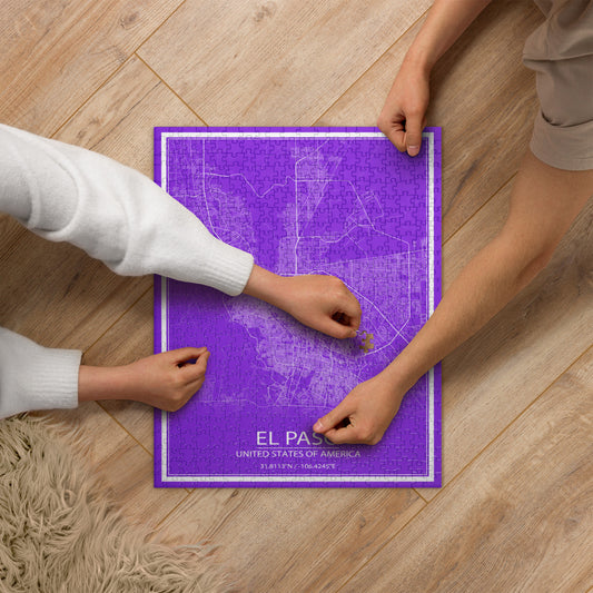 El Paso Purple and White Map Jigsaw Puzzle