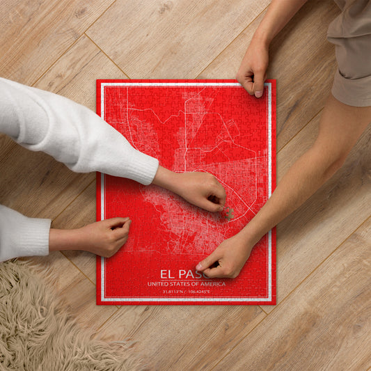 El Paso Red and White Map Jigsaw Puzzle