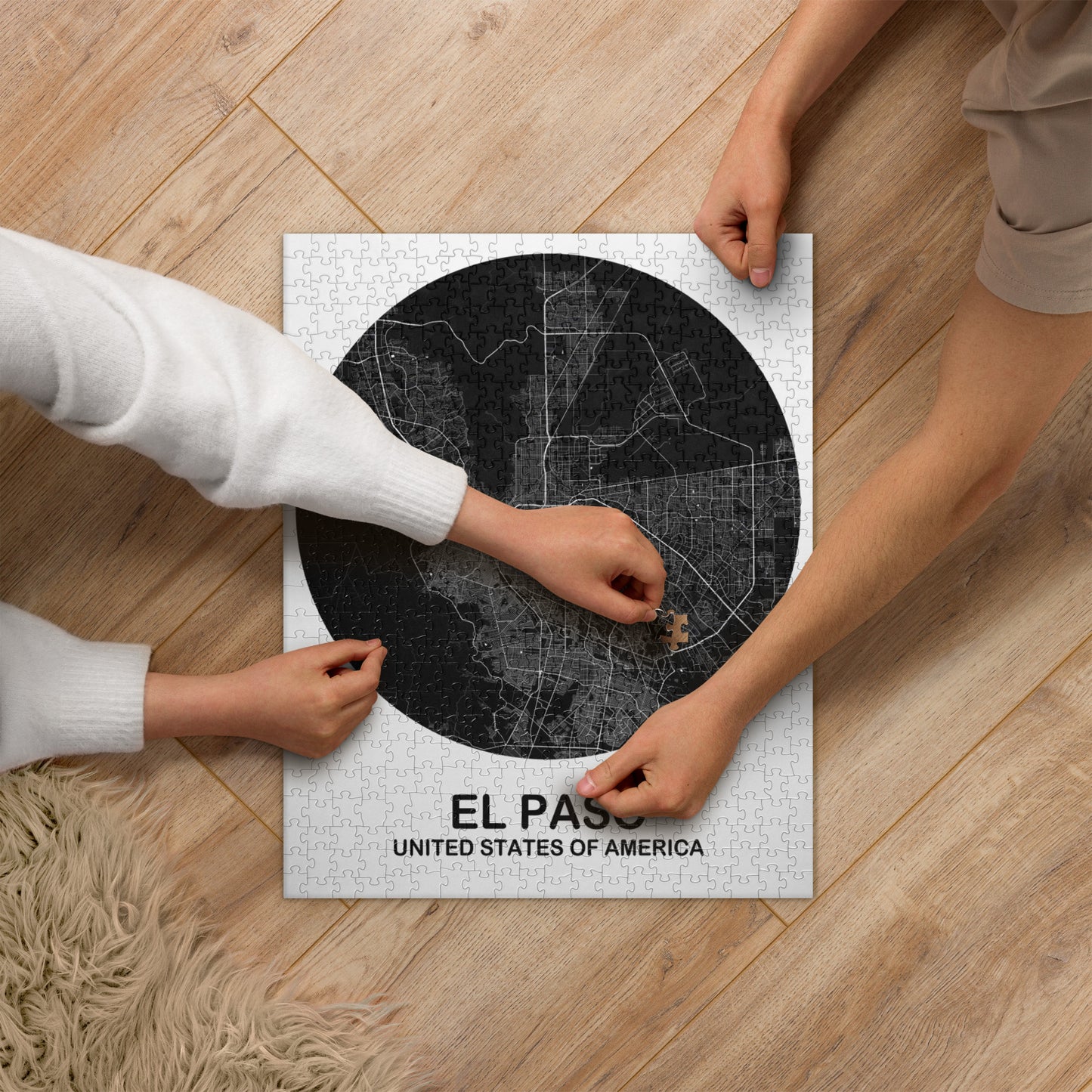 El Paso Circular Black Map Jigsaw Puzzle