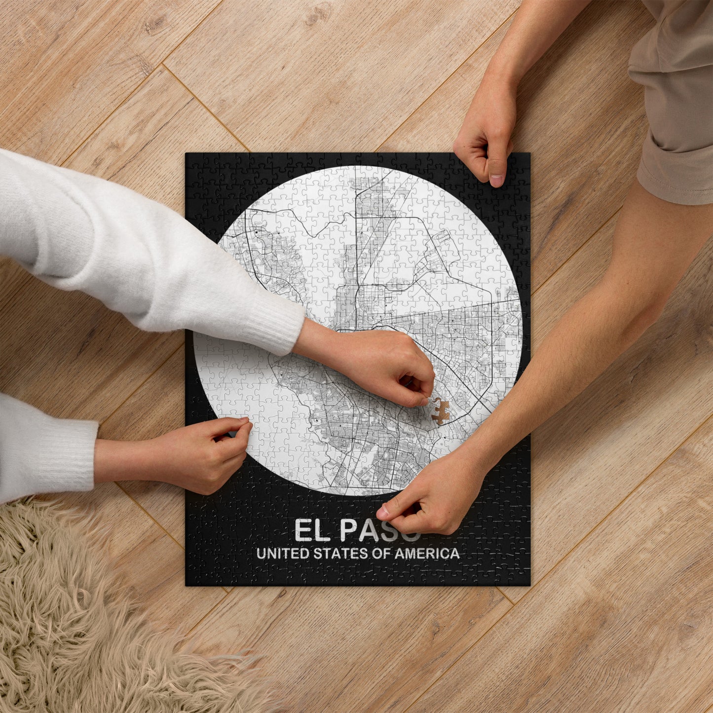 El Paso Circular White Map Jigsaw Puzzle