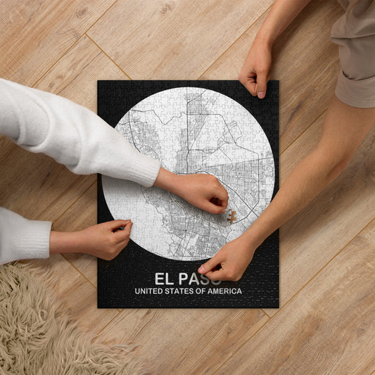 El Paso Circular White Map Jigsaw Puzzle