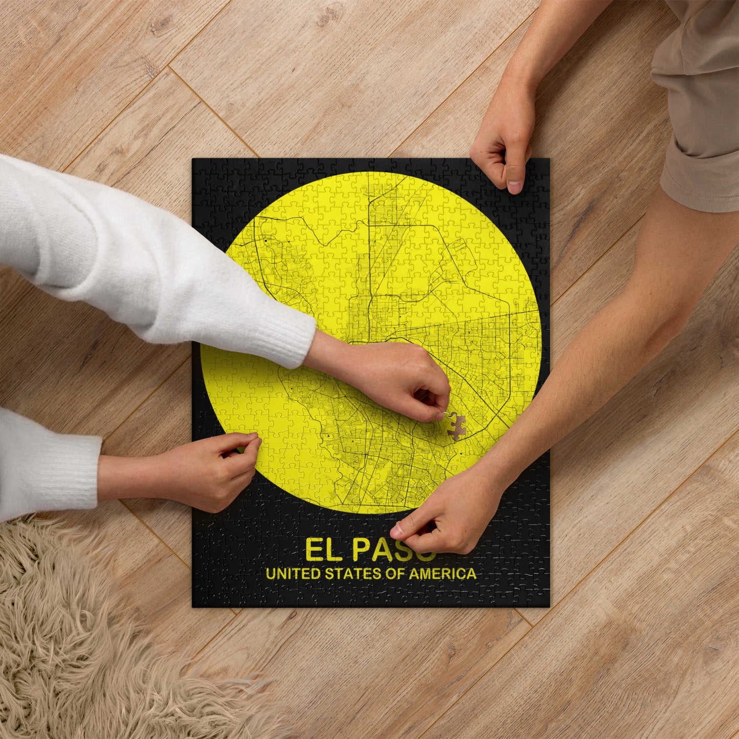 El Paso Circular Yellow Map Jigsaw Puzzle