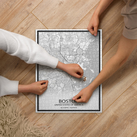 Boston White Map Jigsaw Puzzle