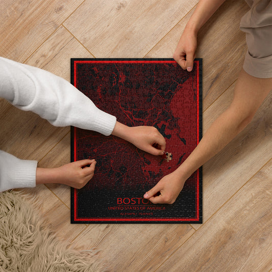 Boston Black and Red Map Jigsaw Puzzle