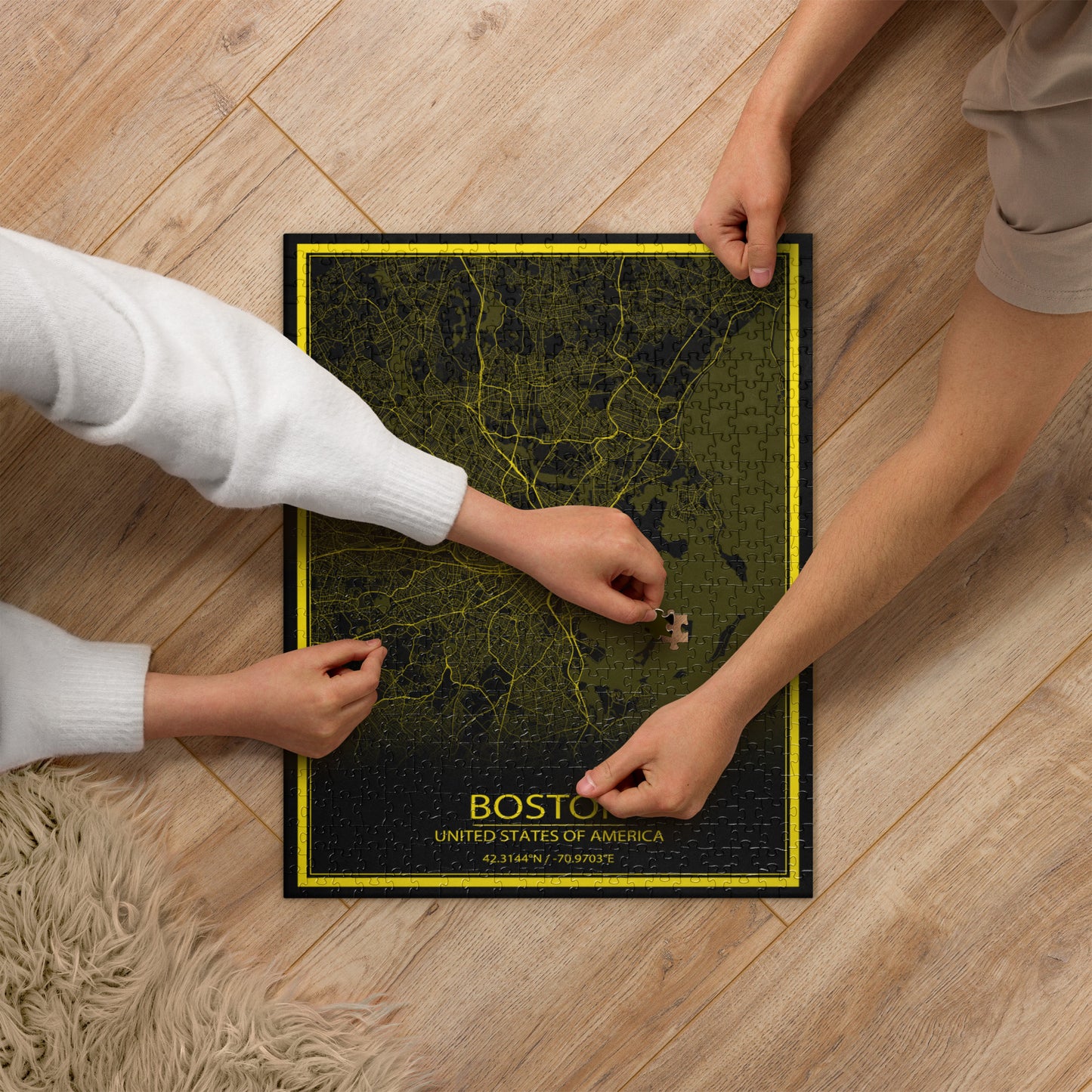 Boston Black and Yellow Map Jigsaw Puzzle