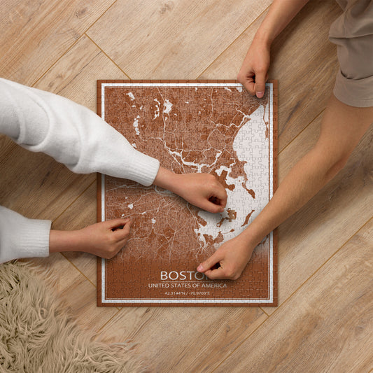 Boston Brown and White Map Jigsaw Puzzle