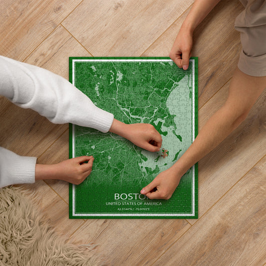 Boston Green and White Map Jigsaw Puzzle