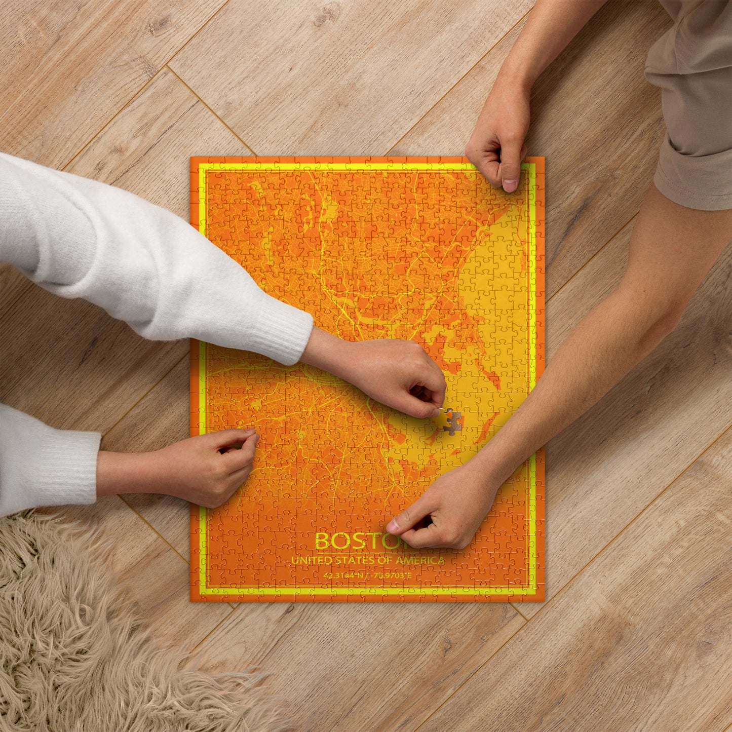 Boston Orange and Yellow Map Jigsaw Puzzle