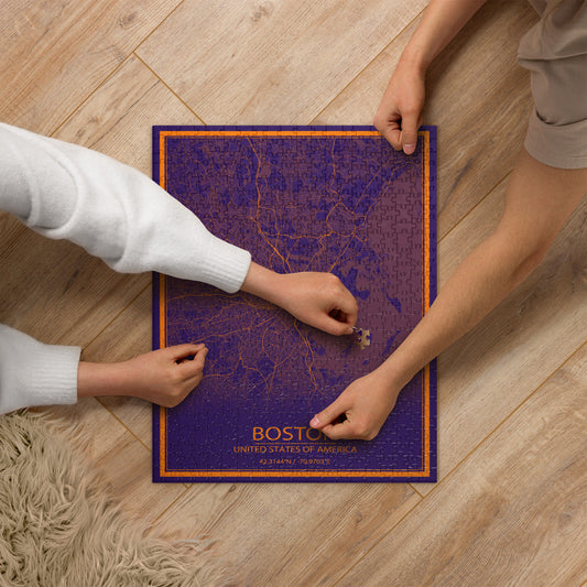 Boston Purple and Orange Map Jigsaw Puzzle