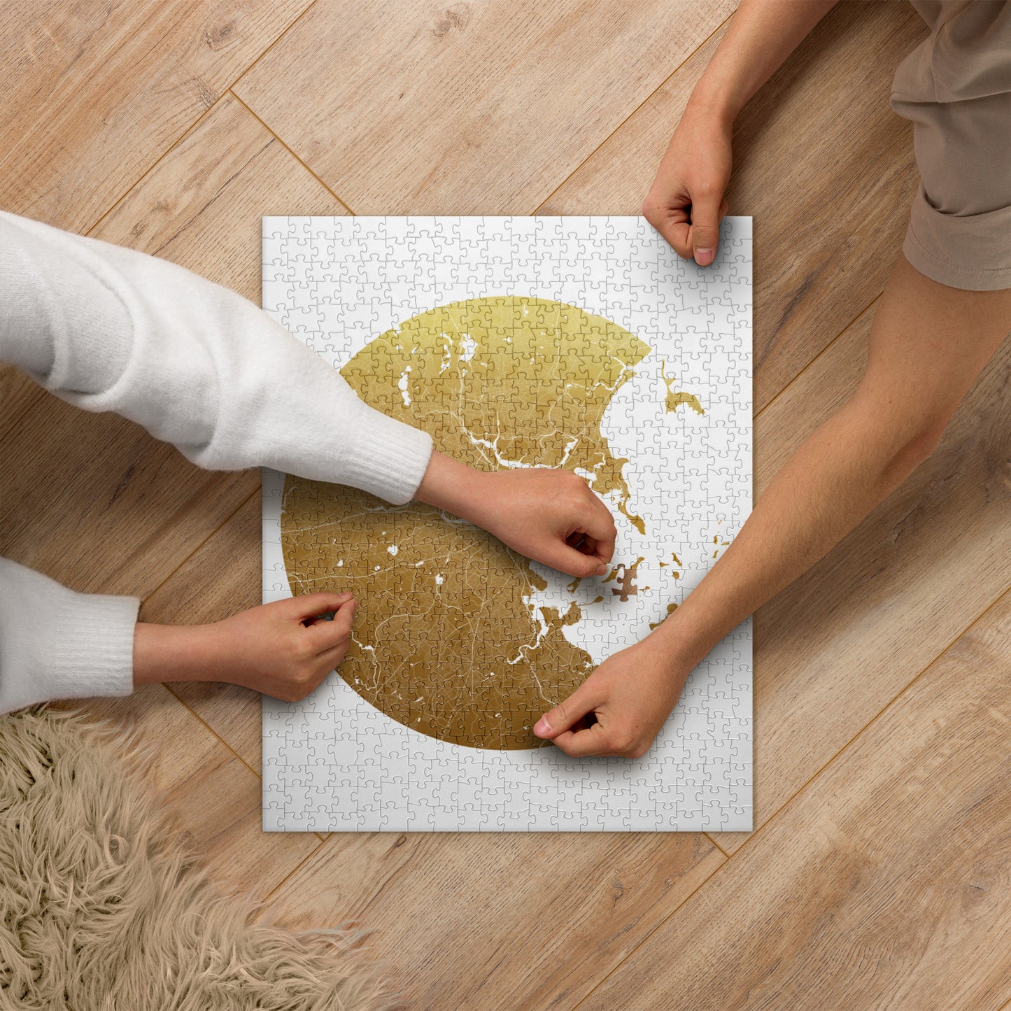 Boston Gold on White Map Jigsaw Puzzle