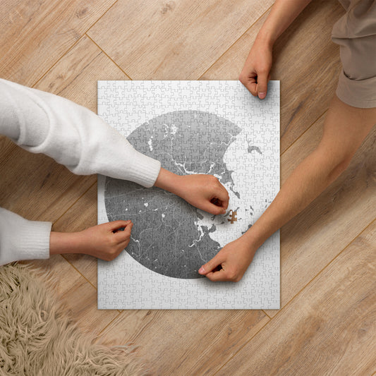 Boston Silver on White Map Jigsaw Puzzle