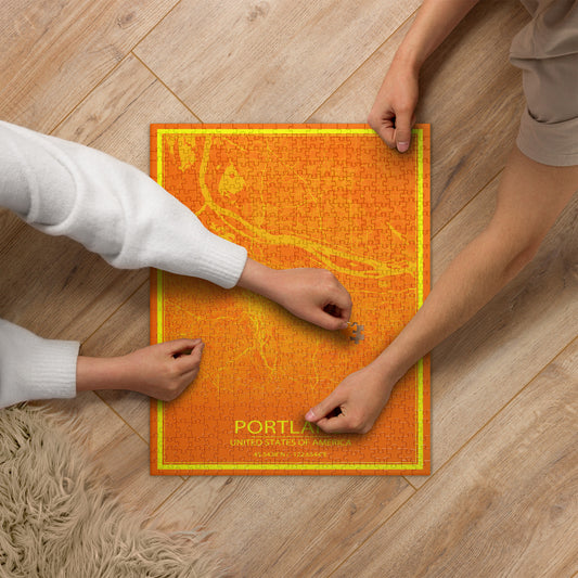 Portland Orange and Yellow Map Jigsaw Puzzle