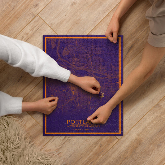 Portland Purple and Orange Map Jigsaw Puzzle