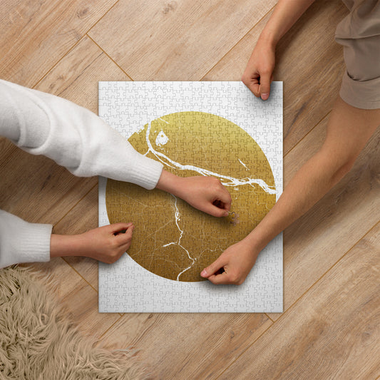 Portland Gold on White Map Jigsaw Puzzle