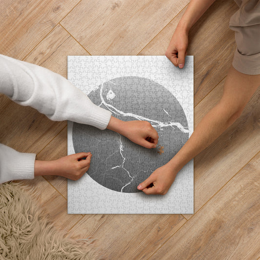 Portland Silver on White Map Jigsaw Puzzle