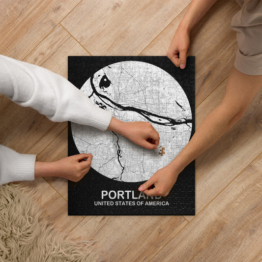 Portland Circular White Map Jigsaw Puzzle