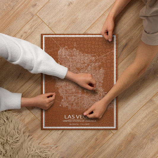 Las Vegas Brown and White Map Jigsaw Puzzle