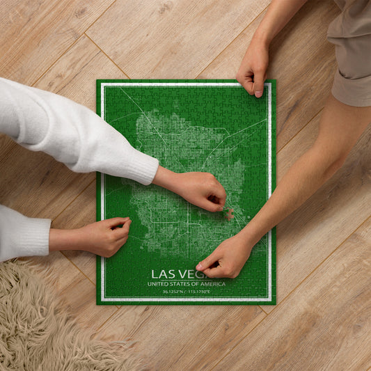 Las Vegas Green and White Map Jigsaw Puzzle