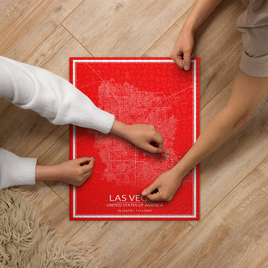 Las Vegas Red and White Map Jigsaw Puzzle