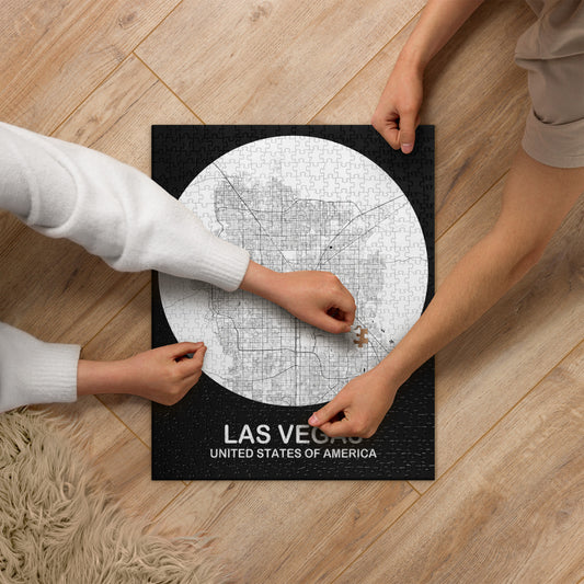 Las Vegas Circular White Map Jigsaw Puzzle