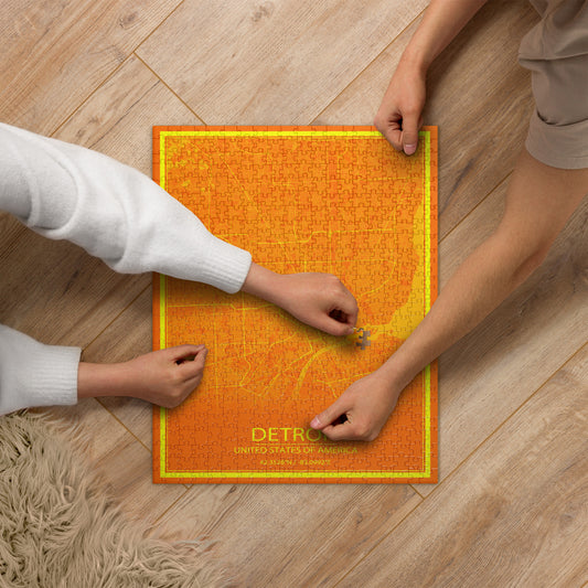 Detroit Orange and Yellow Map Jigsaw Puzzle