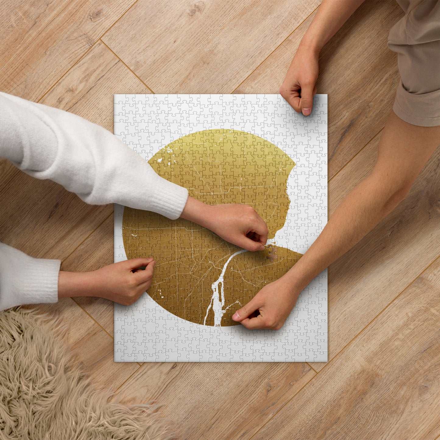 Detroit Gold on White Map Jigsaw Puzzle