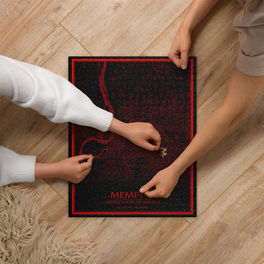 Memphis Black and Red Map Jigsaw Puzzle