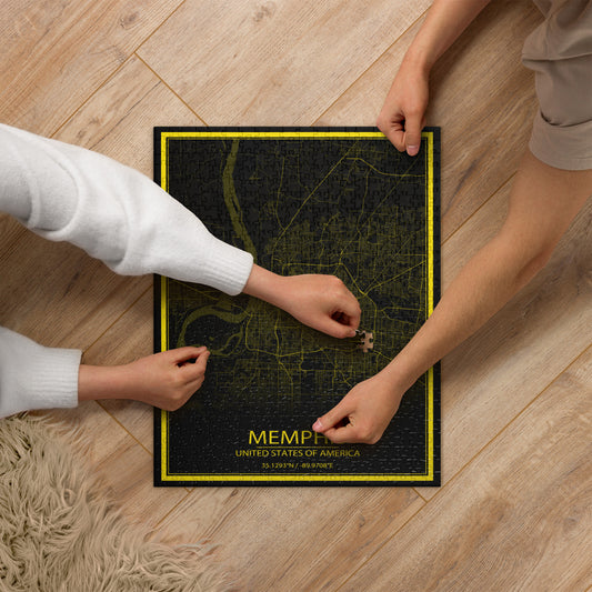 Memphis Black and Yellow Map Jigsaw Puzzle