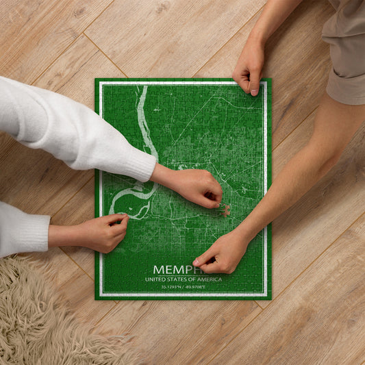 Memphis Green and White Map Jigsaw Puzzle