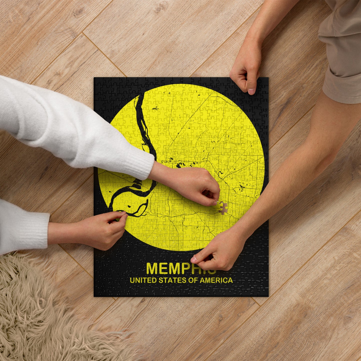 Memphis Circular Yellow Map Jigsaw Puzzle