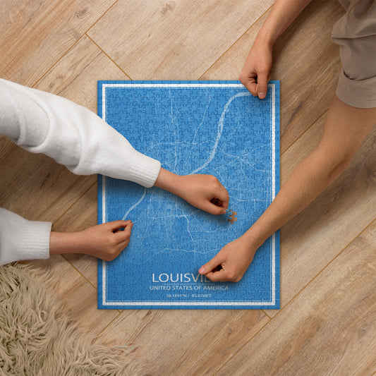 Louisville Blue and White Map Jigsaw Puzzle