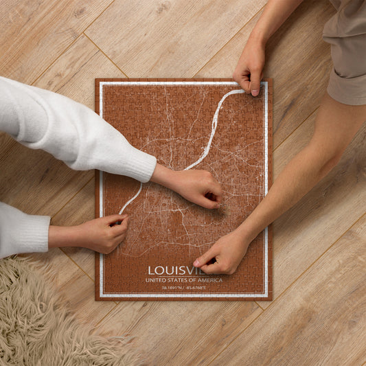 Louisville Brown and White Map Jigsaw Puzzle