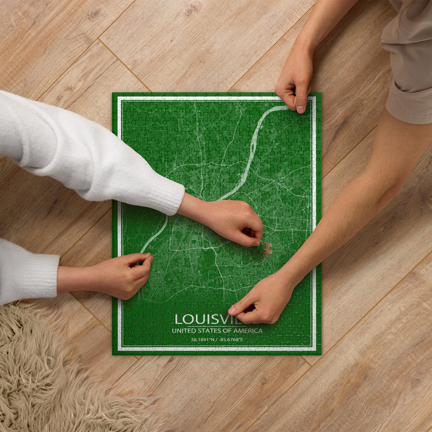 Louisville Green and White Map Jigsaw Puzzle