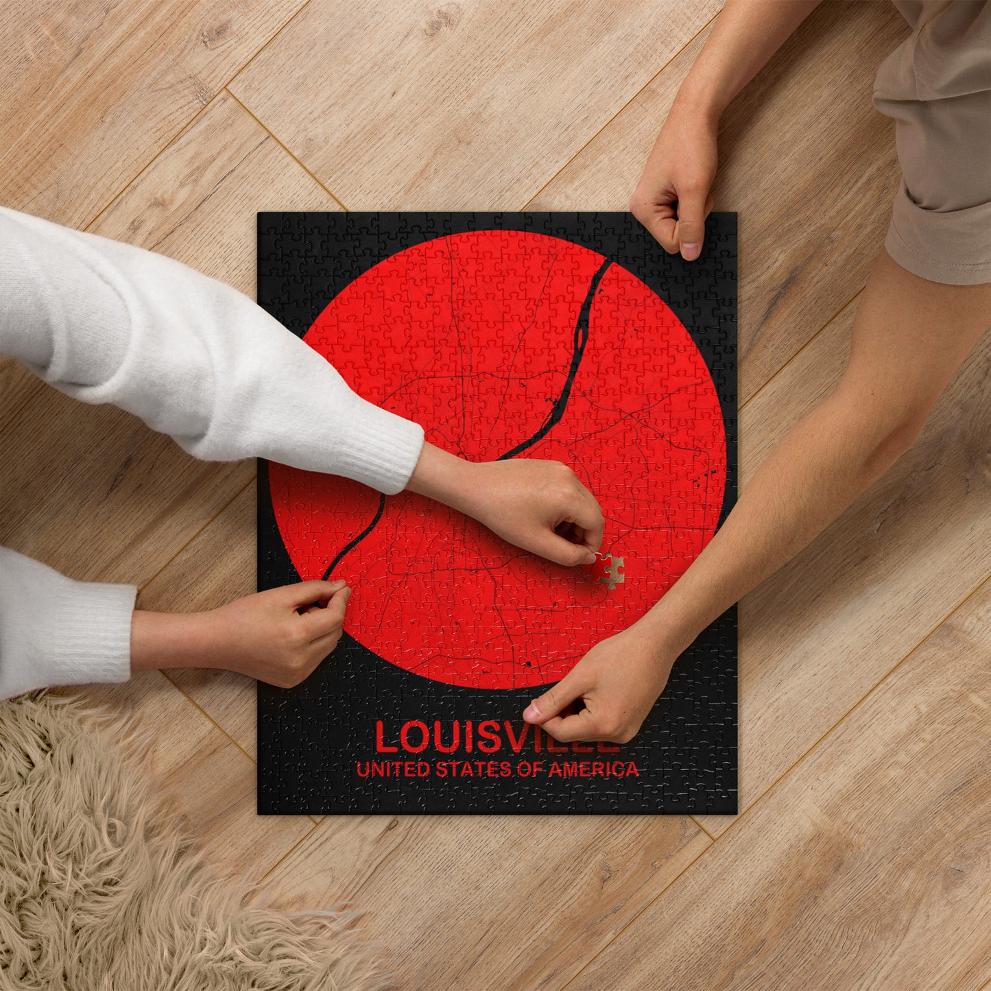 Louisville Circular Red Map Jigsaw Puzzle