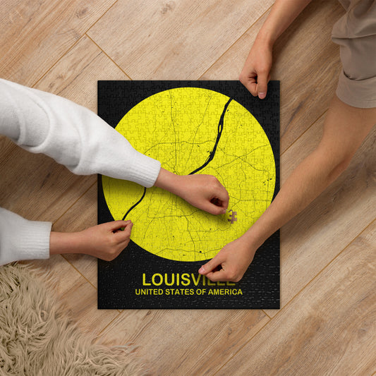 Louisville Circular Yellow Map Jigsaw Puzzle