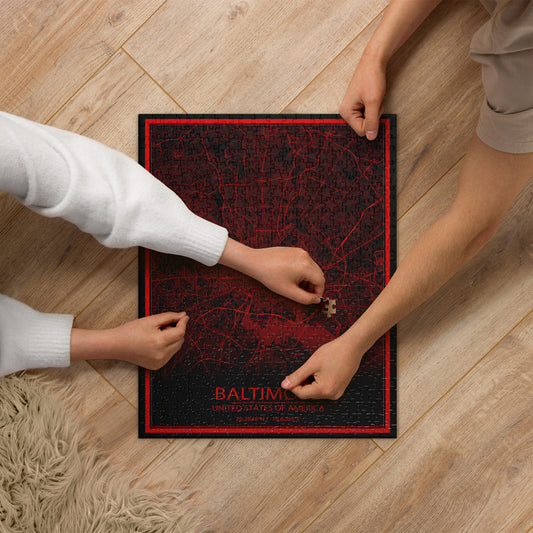 Baltimore Black and Red Map Jigsaw Puzzle