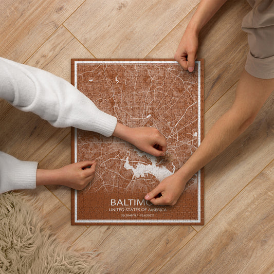 Baltimore Brown and White Map Jigsaw Puzzle