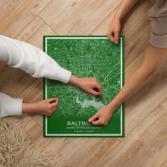 Baltimore Green and White Map Jigsaw Puzzle