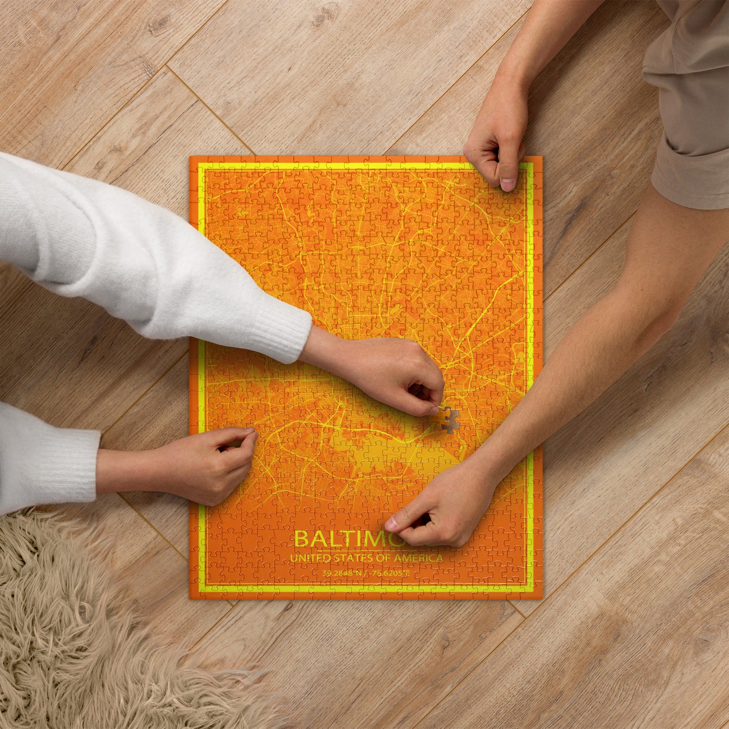 Baltimore Orange and Yellow Map Jigsaw Puzzle