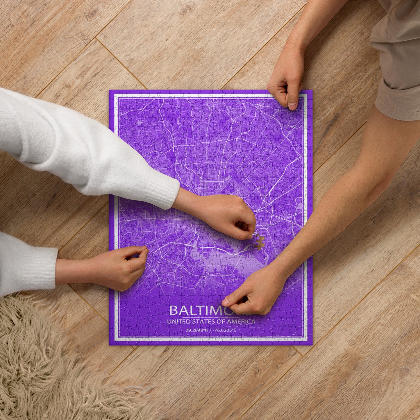 Baltimore Purple and White Map Jigsaw Puzzle