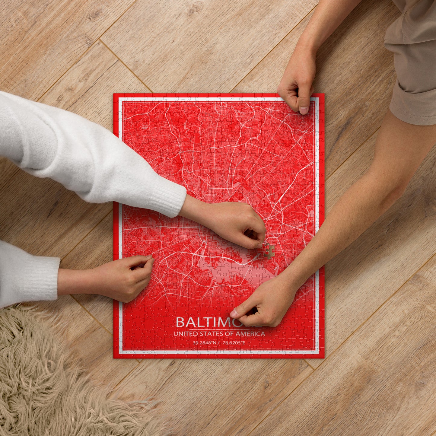 Baltimore Red and White Map Jigsaw Puzzle