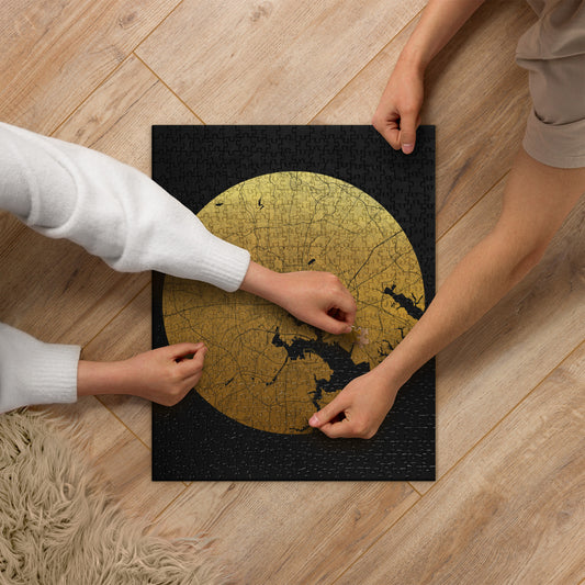 Baltimore Gold on Black Map Jigsaw Puzzle