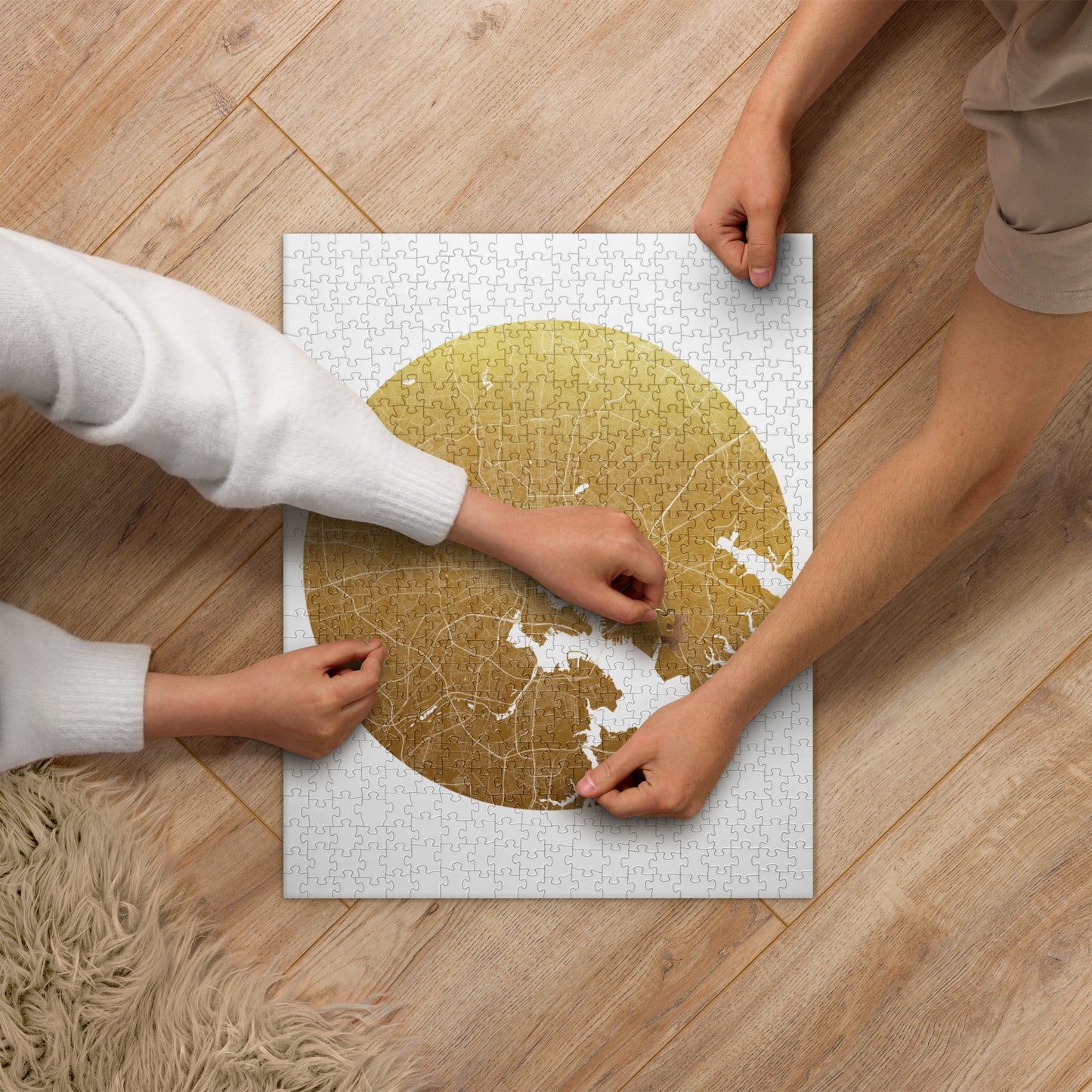 Baltimore Gold on White Map Jigsaw Puzzle