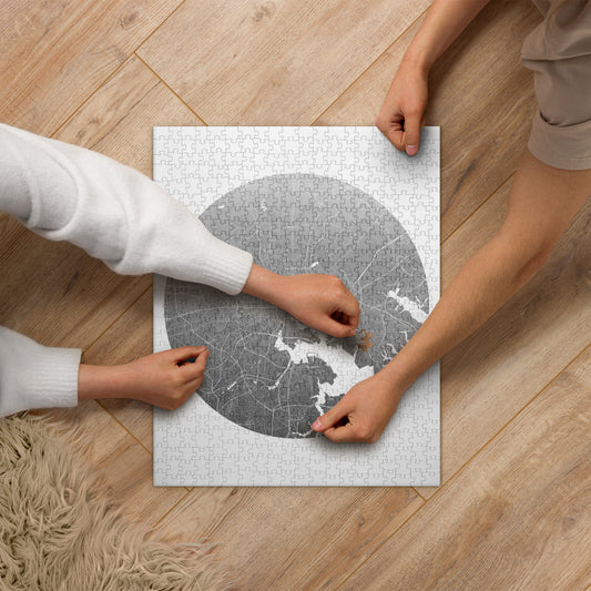 Baltimore Silver on White Map Jigsaw Puzzle