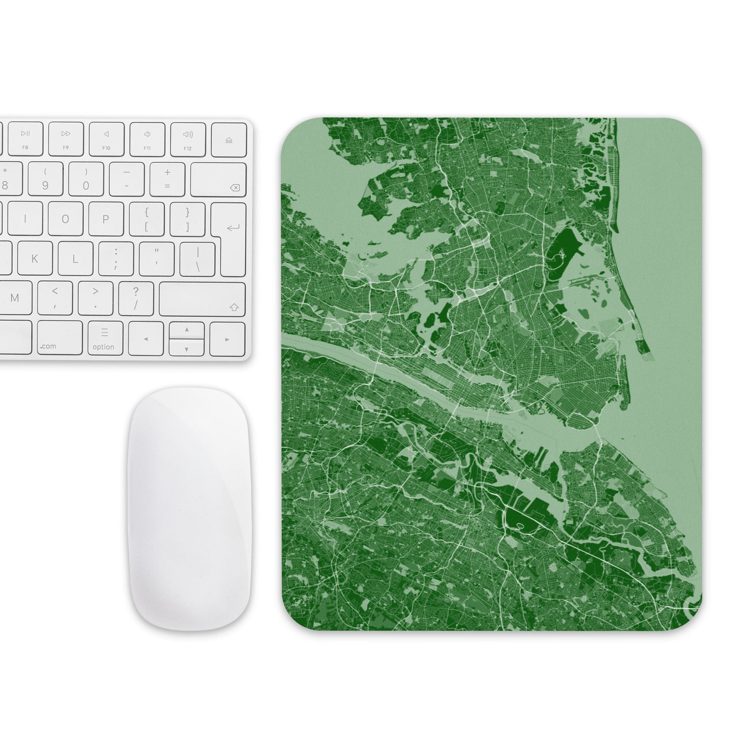 New York Green and White Map Mouse Pad