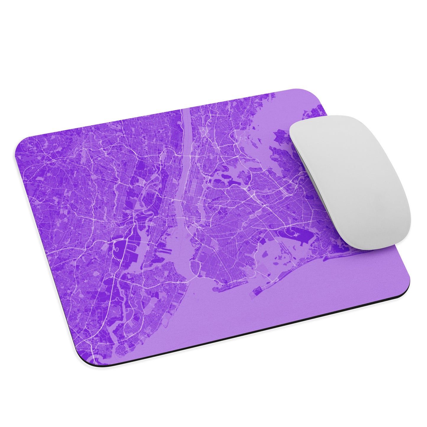 New York Purple and White Map Mouse Pad