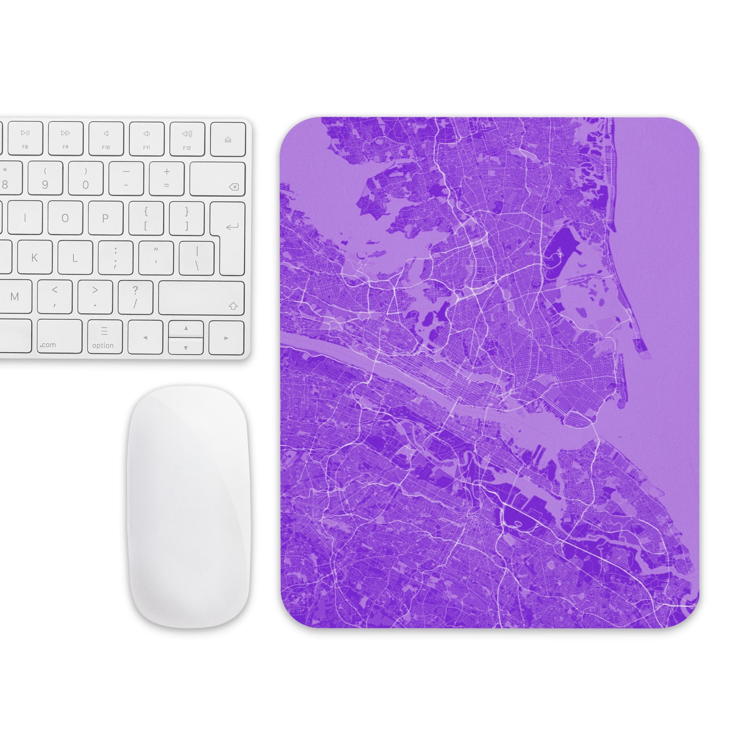 New York Purple and White Map Mouse Pad