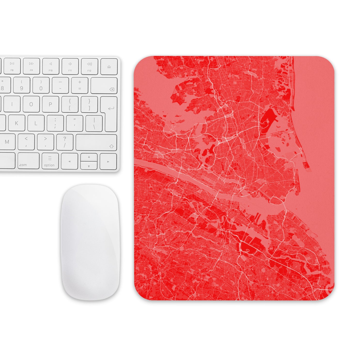 New York Red and White Map Mouse Pad