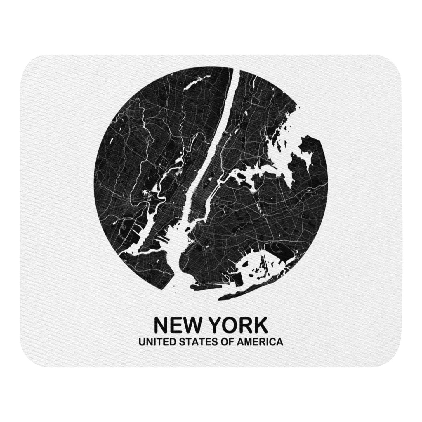 New York Circular Black Map Mouse Pad