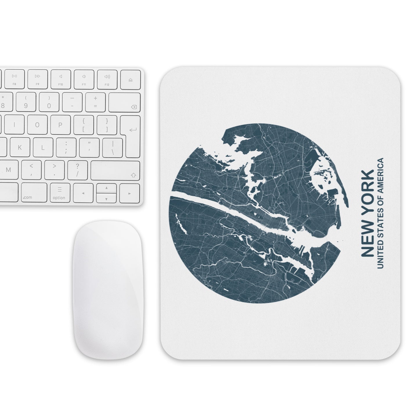 New York Circular Blue Map Mouse Pad